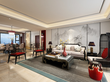 210㎡中式大宅，城市天际线上的大宅门