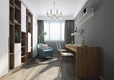 137平四居原木风书房