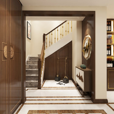 400平5室原木风玄关