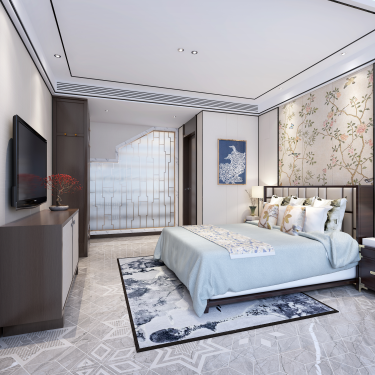 360平别墅雅致新中老人房