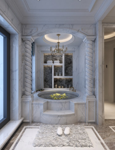 500平别墅原木风卫生间