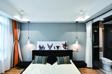 97平跃层/复式原木风卧室