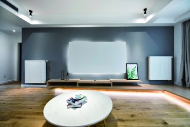 97平跃层/复式原木风客厅