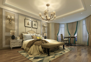 200平别墅原木风卧室