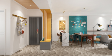 114平3室原木风玄关