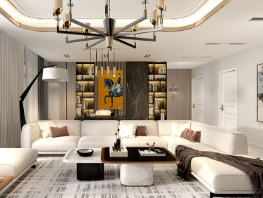 女主人时尚利落，设计师给了一套开放式现代风设计，点赞