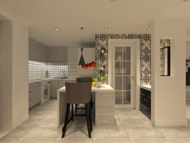 45平公寓原木风餐厅