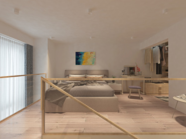 45平公寓原木风卧室