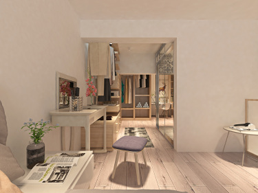 45平公寓原木风卧室