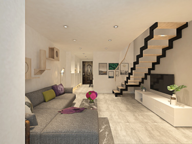 45平公寓原木风客厅