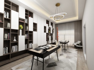 410平别墅现代简约书房