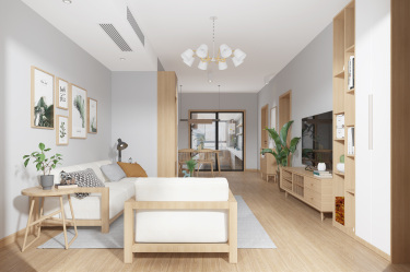 85平2室禅意日式客厅