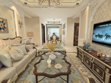 浅黄色调统一和谐，99平简欧风格家