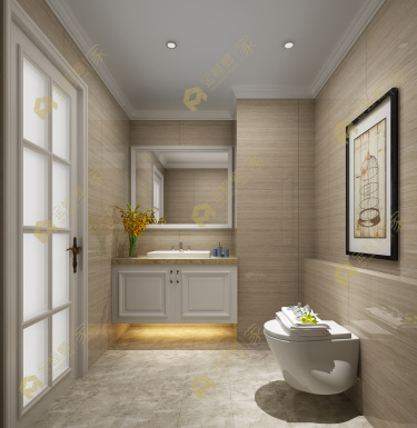 180平跃层/复式原木风卫生间