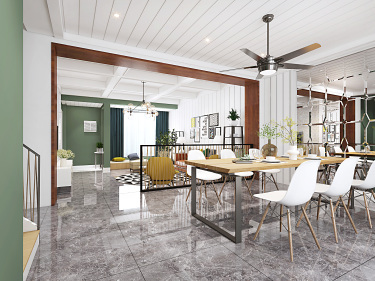 325平别墅原木风餐厅