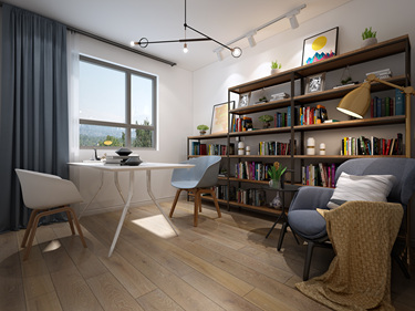 142平3室原木风书房