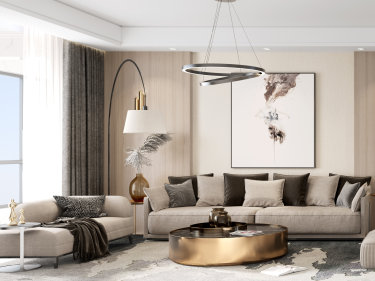 木纹、石材与金属质感碰撞的轻奢艺术