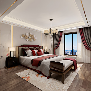 280平4室雅致新中卧室