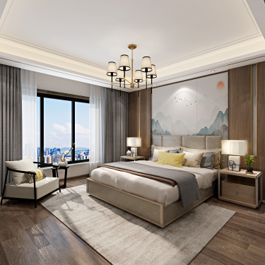 280平4室雅致新中卧室