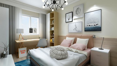 80平2室原木风儿童房