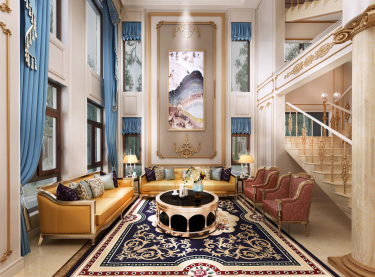 447平别墅原木风客厅