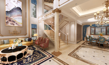 447平别墅原木风客厅