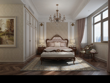 447平别墅原木风卧室