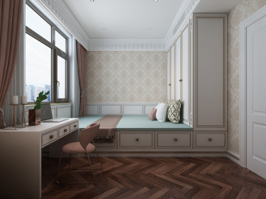 447平别墅原木风卧室