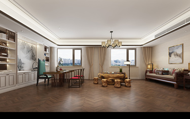 447平别墅原木风书房