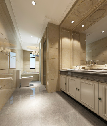 380平别墅原木风卫生间