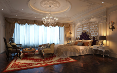 380平别墅原木风卧室