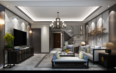 110平跃层/复式雅致新中客厅