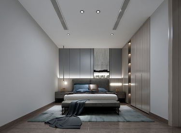 160平别墅现代简约卧室