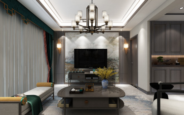 110平跃层/复式雅致新中客厅