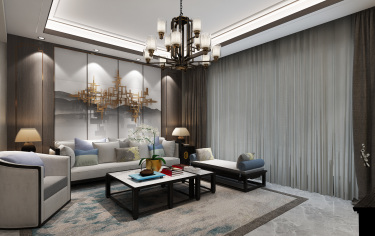 110平跃层/复式雅致新中客厅