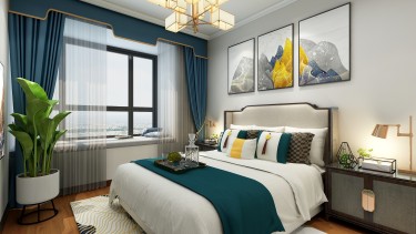 85平2室雅致新中卧室