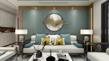 85平2室雅致新中客厅