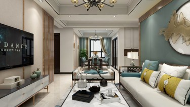 85平2室雅致新中客厅