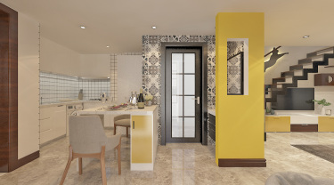 43平跃层/复式原木风餐厅