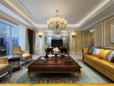 350平别墅原木风客厅