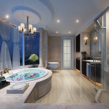 350平别墅原木风卫生间