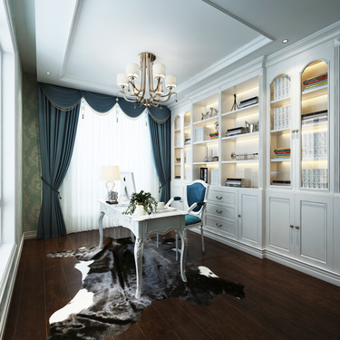 350平别墅原木风书房