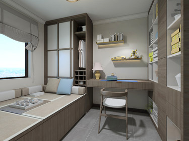 124平3室雅致新中书房