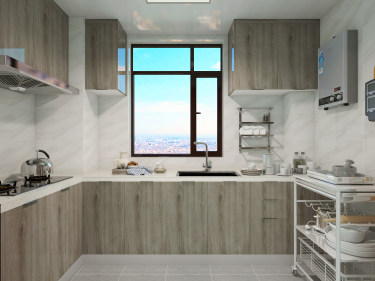 124平3室雅致新中厨房