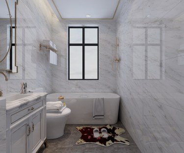 150平跃层/复式原木风卫生间