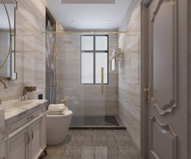 150平跃层/复式原木风卫生间