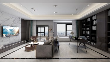 118平跃层/复式现代简约客厅