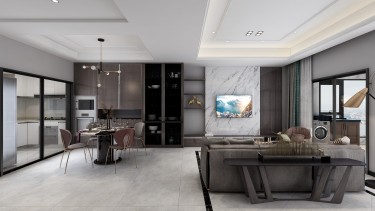 118平跃层/复式现代简约客厅