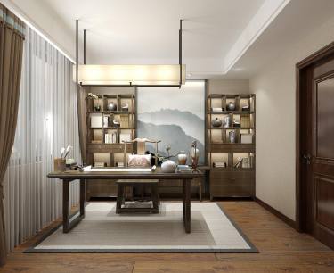 300平5室原木风书房