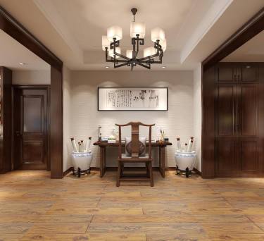 300平5室原木风玄关